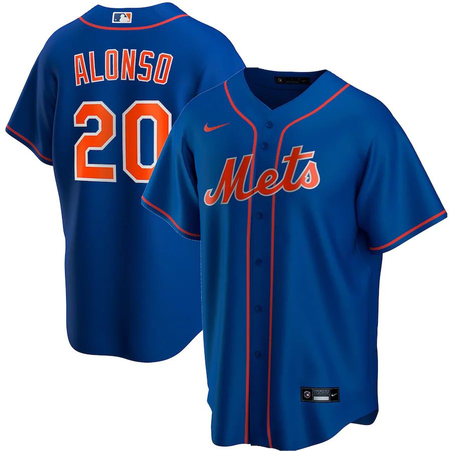 Mens New York Mets #20 Pete Alonso Nike Royal Alternate Replica Player Name MLB Jerseys